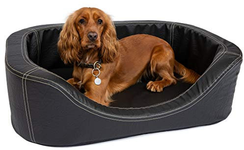 CopcoPet Hundebett Stella Orthopädisch XXL 120 x 90 x 10 cm Antik Schwarz – Kunstleder, rutschfest & pflegeleicht – Für große Hunde, perfekt als Liegeplatz im Wohnzimmer oder Schlafbereich