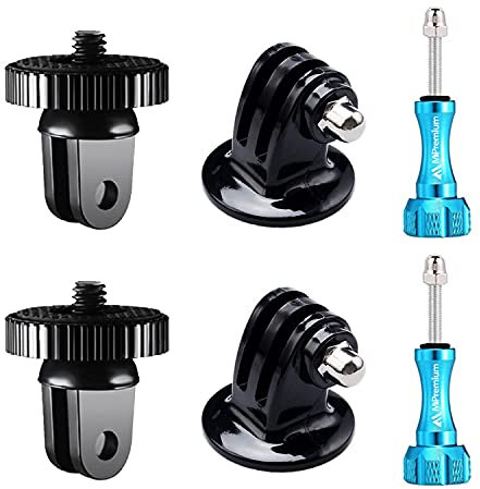 MiPremium Tripod Monopod Mount Adapter for GoPro Hero 13 12 11 10 Max 9 8 6 7 5 4 3 Black Silver Session & Other Action Cameras. 1/4 Mount & Aluminium Thumbscrews Action Cam Accessories