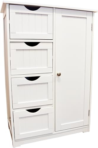 St Helens Home & Garden White Freestanding Bathroom Cabinet, large storage capacity