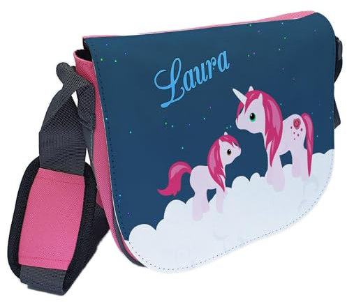 CreaDesign, Kindergartentasche Rosa mit (Wunsch) Name personalisiert, ideale Tasche für Kindergarten und Kindergrippe, Größe 20 x 19 x 8 cm, Motiv Einhorn