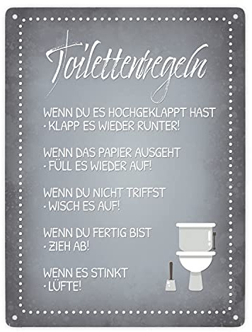 Toilettenregeln Metallschild XXL