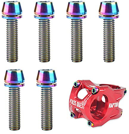 NewZC 6PCS Fahrrad Vorbauschraube M5 18mm Edelstahl Korrosion sbeständige Fahrrad Vorbau Schrauben mit Unterlegscheiben Set für Rennrad Vorbau - Regenbogenfarben