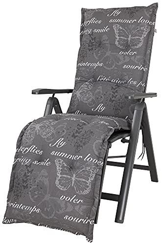 Kettler Polen KETTtex 2385 Auflage Relaxliege Bali grau Schmetterlinge 170x49x8 cm (ohne Stuhl)