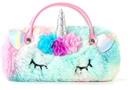 Hifot Plüsch Einhorn Brillenetui Hardcase, Sonnenbrille Brillenbox Tragbare Brillenetui für Kinder