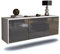 TV Schrank Lowboard hängend - Remscheid - Korpus Weiss matt - Front Hochglanz Design Grau- (136x47x35cm) - Push to Open Technik & hochwertigen Leichtlaufschienen - Made in Germany