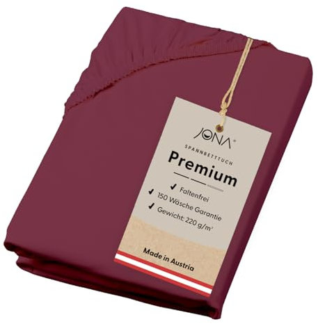 JONA SLEEP® Premium Spannbettlaken (180-200 x 200 cm) Jersey Baumwolle Brombeere - 220 g/m² - ÖKO-TEX 100 zertifziert - Made in Austria