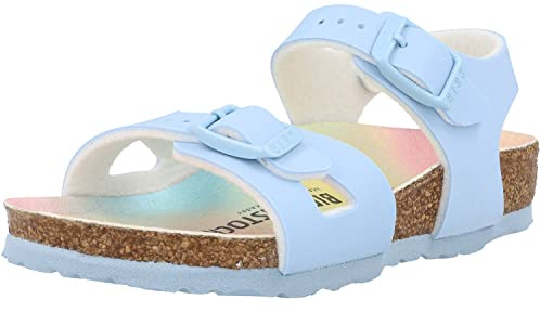 BIRKENSTOCK Rio Kids BF Mädchen,Kinder,Sandalen,Synthetik,pflegeleicht,Fersenriemen,Klettverschluss,Schnalle,Light Blue,32 EU