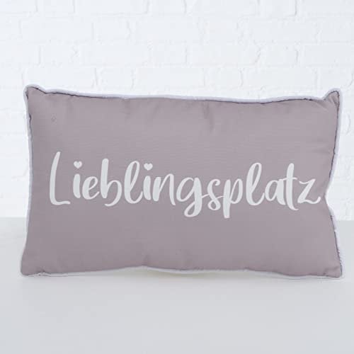Seaside No.64 - Kissen Lieblingsplatz 50x30cm incl. Inlet - Farbe Sofakissen Sitzkissen rechteckig - Geschenkartikel (Hellbraun weiß)