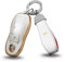 ontto Coque de clé de Voiture pour Porsche Panamera 970 981 911 Cayenne Macan Boxster Cayman Télécommande de Voiture avec Porte-clés en TPU Coque de Protection à 3 Boutons Blanc A