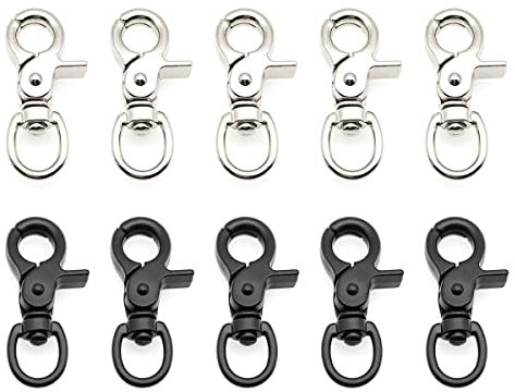 10 Pcs Schnapphaken mit Drehgelenk,WideSmart Karabiner Schlüsselanhänger Wirbel Schnappkarabiner Karabiner Haken mit Dreh Gelenk Karabiner mit Drehkopf Haken mit Drehgelenk für Hundehalsband