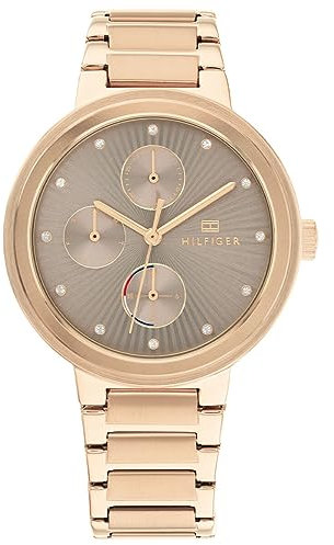 Tommy Hilfiger Multi Zifferblatt Quarz Uhr für Damen mit Rotgoldfarbenes Edelstahlarmband - 1782533