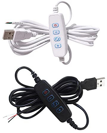 Cleiscry DC 5V LED Dimmer USB Port Power Supply Line Dimming Color-Matching Extension Cable with ON Off Switch Adapter for LED Light Bulb (Black Cord)
