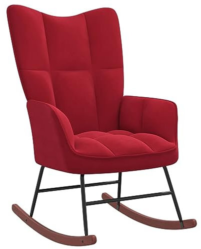 ZEYUAN Schaukelstuhl, Sessel Wohnzimmer, Schaukelsessel, Stillsessel, Schwingsessel, Tv Sessel, Ohrensessel, Relaxsessel, Rocking Chair, Weinrot Samt