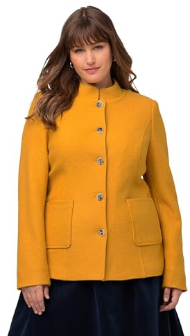 Ulla Popken Boiled Wool Janker Mit Schurwolle Blazer, Jaune Moutarde Clair, 62 Femme