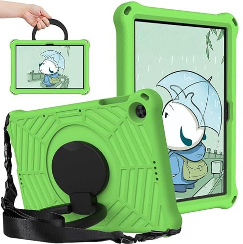 Per Huawei MatePad T10/T10s Custodia per bambini 10,1 pollici, motivo ragnatela EVA schiuma, con anello maniglia stand e tracolla custodia per tablet per Huawei Enjoy Tablet 2, verde