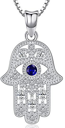 Fatima Hand Kette Silber 925 Hamsa Hand Kette für Damen Hand der Fatima Anhänger Halsketten Fatimas Hand Schmuck Geschenke für Mädchen Mama Freundin