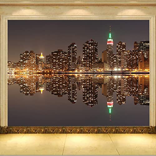 HAN MAN XIU Papier peint murale 3D autocollant pvc papier peint lumineux ville lumière salon chambre décoration peinture murale