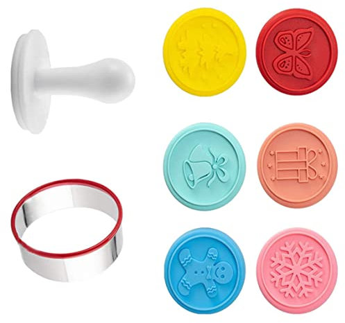 Silikon Keksstempel Set, Weihnachten Personalisierte Keksstempel, Herbst Keksausstecher, Gebäck Fondant Stempel, 3D Pressable Embossed Ausstechformen zum Backen(Random)