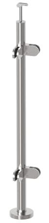 Sellon24 Edelstahl Geländerpfosten Eckpfosten 90 Grad Ø42,4 Bauhöhe 1000mm mit Glasklemmen 63x45mm Geländer V2A geschliffen K320 (A-VR100-4G90) (Glasstärke 10,76mm)