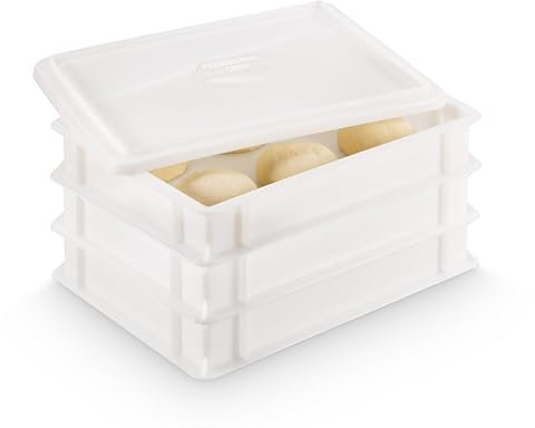 3x Pizzaballenbox Gusto + 1 Deckel, 40x30x7 cm | Gärbox, Teigwanne für Pizzateig. Teigbox für 6 Pizzaballen, Pizzateigbehälter (3x Gusto Box + 1x Deckel)