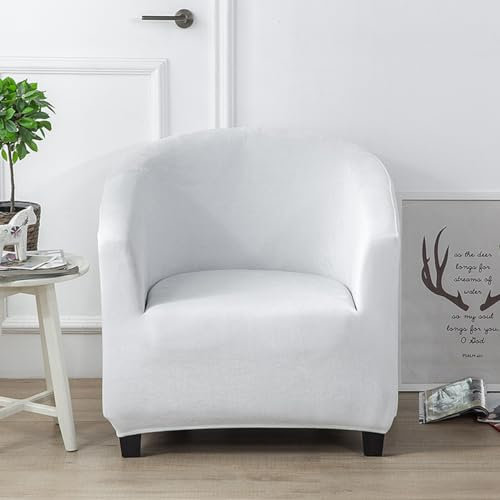 Surwin Sesselbezug Elastische Sesselschoner, Einfarbig Sesselüberwurf Universal Chair Schonbezug Sofabezug für Clubsessel Lounge- & Cocktailsessel (One Size,Weiß)