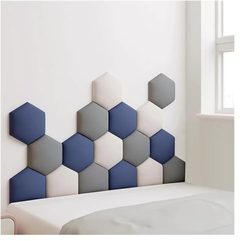 Wzmazingly 17 Stück Polsterpaneel Wand, Hexagon Selbstklebend Kindergarten Dekor Wandpaneele, 3D Anti-Kollisions Wandmontage Bett Kopfteil Wandpolster (Color : A, Size : 120x70cm)