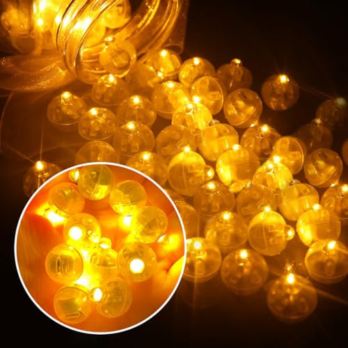 100 Stück LED Ballons Lichter, Mini LED Lichter Luftballons, Led Luftballoon Party Warm Weiß Licht, Runde Ballon Licht, Leuchtende Luftballon für Geburtstag Hochzeit Weihnachten Neujahr Karneval Dekor