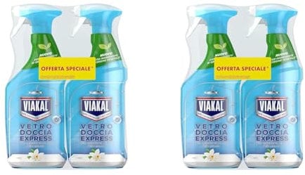 Viakal Vetro Doccia Spray Anticalcare, Doppia Confezione (2 x 720ml), Fragranza Orchidea Bianca, Tecnologia Anti-Goccia, Elimina Fino Calcare e Residui di Sapone, Brillantezza a Lungo