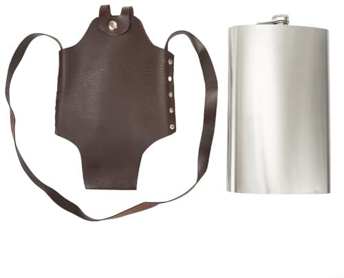 64Oz Hip Flask, Outdoor Portable Flagon Wine Pot with Leather Cover Bag, Stainless Steel Bottle Hip Flask for Alcohol Whiskey Metal Bottle Flask Storage ﻿