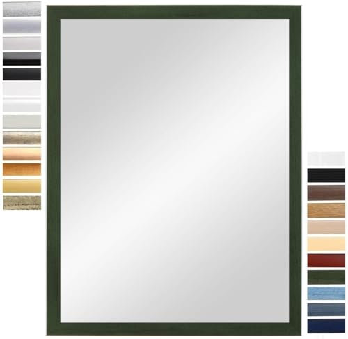 PrimeLuxe Wandspiegel 40 x 140 cm (Außenmaß) in Grün-gewischt | Farbe und Größe wählbar | Ganzkörperspiegel | Bad & Flur Spiegel | mit Holz Rahmen | Made IN Germany
