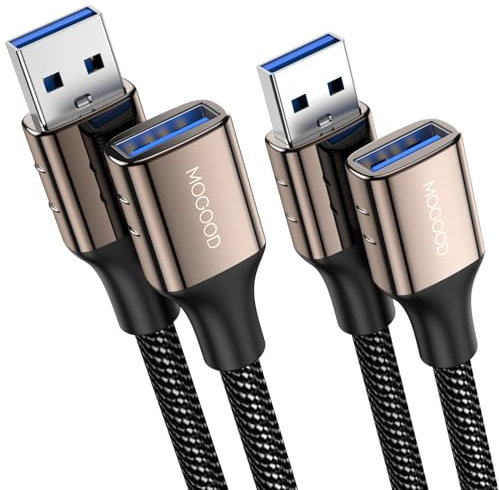 MOGOOD USB 3.0 1M+1M Extension Cable, USB 3.0 Male A to Female A 5Gbps Extension Cable Compatible with Keyboard, Playstation, Xbox, Flash Drive, Printer, Camera, etc