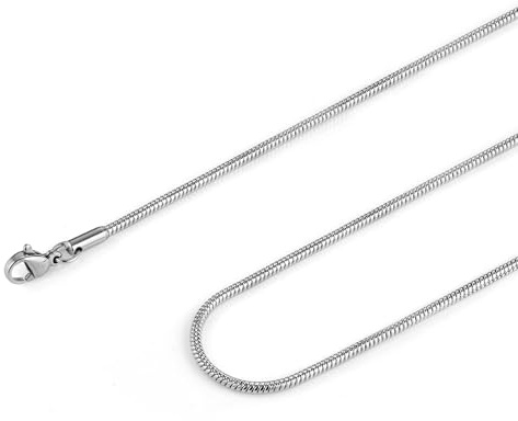 HZMAN 0.9mm Silver Snake Chain Necklace for Women Stainless Steel Thin Chain Necklace 16-30'' Jewelry Gift (Silver,0.9mm,18)