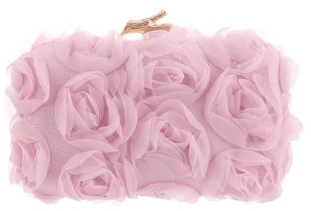 EVEOUT Pochette à Fleurs Femme Élégant Clutch Sac à Main de Mariage Floral Sac bandoulière pour Soirée Fête(Rose)