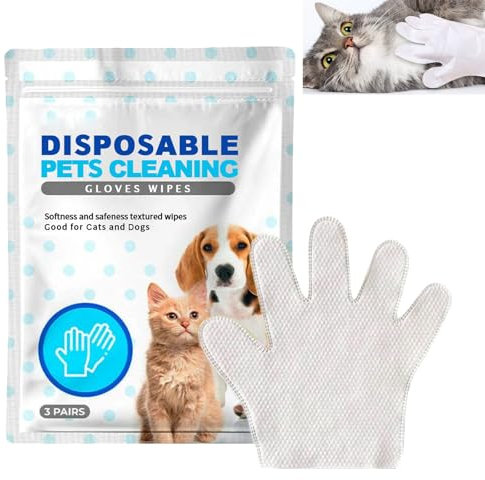 KOAHDE Pet No Washing Glove,Multifunctional Quick Bath Dog Wipes,Gentle Deodorizing Pet Finger Wipes,Wash Free Wipes Dog Cleaning Gloves Wipes,Dog Wipes Gloves Wash Free Gloves,3 PAIRS