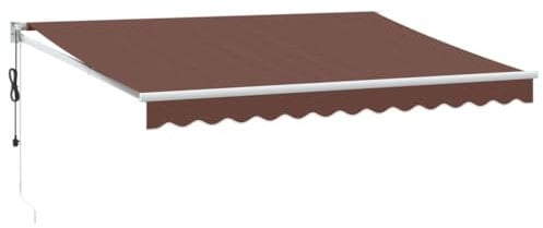 vidaXL Gelenkarmmarkise, Markise Ausziehbar Automatisch, Sonnenmarkise für Terrasse Balkon, Sonnenschutz Balkonmarkise Terrassenmarkise, Braun 350x250cm