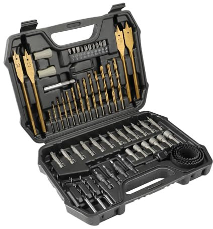 Hoteche 62-teiliges Holzbohrer Set – HSS Spiralbohrer, Flachbohrer, Dreispitzbohrer, Magnetischer Bithalter et in stabiler Kunststoffbox – Bohrer Set für präzise Holzarbeiten, gemischt, professionell