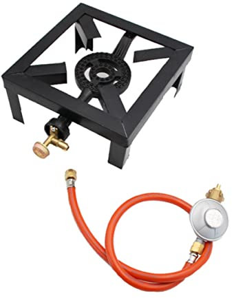Gogogmee Estufa De Alta Para Exteriores Quemador De Gas Regulador De Manguera Estufa Portátil De Hierro Fundido Para Camping y Cocinas Al Aire