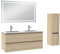 AICA Ensemble Meuble Salle de Bain 120cm Double Vasque avec Colonne et Miroir 3 Couleurs Chêne Wotan