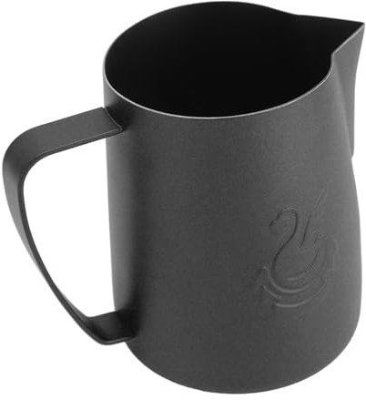 Milk Frothing Pitcher 500ml - Espresso Steaming Pitcher Steel Milk Frothing Pitcher Cappuccino Latte Art Coffee Machine Accessories Milk Jug Milk Frother Cup (Matte Black)