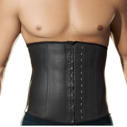 JPXJGT Hombre Fajas Reductoras Moldeadora Waist Trainer Corset Reductor Cinturón Abdomen Colombiana Corsé(Black,M)