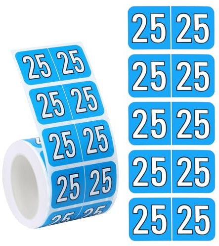 500stk Jahresaufkleber 2025, 3,8x1,9cm Neujahrsaufkleber 2025 Jahresaufkleber für Aktenordner Farbcodierte Aufkleber 25-Jahres-Etiketten für Aktenordner mit Register Bürobedarf(Blau)
