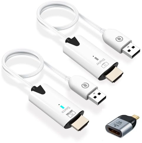 NODELINK HDMI Inalámbrico 1080P con Adaptador USB-C, Transmisor y Receptor Plug & Play para PC, Portátil, HD TV, Smartphone, PS5 y Proyector, HDMI Wireless, Streaming de Video