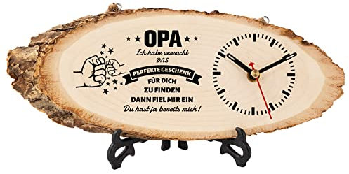 KAAYEE Opa Geschenk, Holzuhr Geschenke für Opa zum Vatertag Geburtstag Valentinstag Weihnachten Ostern, Bester Geburtstagsgeschenk für Opa Männer von Enkel 3