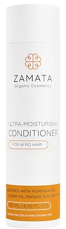 ZAMATA Ultra Feuchtigkeitsspender Conditioner für Afro & Locken – mit Jojobaöl, Bio Moringaöl & Mangobutter – verbesserte Kämmbarkeit, Glanz & Pflege – 250 ml – sulfatfrei & vegan