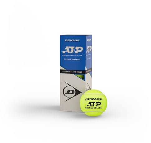 DUNLOP Tennisball ATP Pressureless - für Sand, Hartplatz und Rasen (3 Bälle)