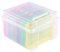 Vaessen Creative Caja Almacenaje Plástico con Compartimentos 21 x 18,5 x 14 cm - 6 Cajas de 17 x 12 x 3 cm en 6 Colores - Organizador Transparente con Tapa para Scrapbooking, Costura y Manualidades