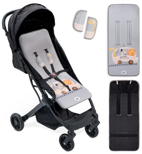 Colchoneta Silla de Paseo Universal Transpirable Idela para Verano con tejido 3d Cojín Silla de Paseo para el Cochecito o Silleta - danielstore (Safari Tours Gris)
