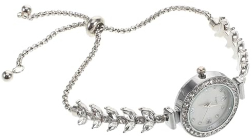 BESPORTBLE Damen-quarzuhr Mit Meerjungfrauen-Design -Strass-verzierung Silbernes Armband Für Schmale Handgelenke Und Anlässe