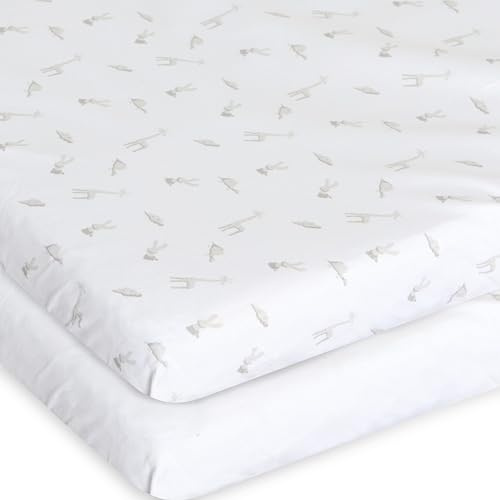 Chicco Next2Me Bettlaken, 100% weiche Baumwolle, originelles und offizielles Zubehör für Next2Me Kinderbett, Baumwolle und Wolke, 2 Stück