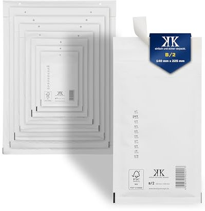 KK Verpackungen Luftpolster-Versandtaschen | 8400 Stück, B2 B/2 Luftpolsterumschläge 140 x 225 mm Weiß | Luftpolstertaschen selbstklebend